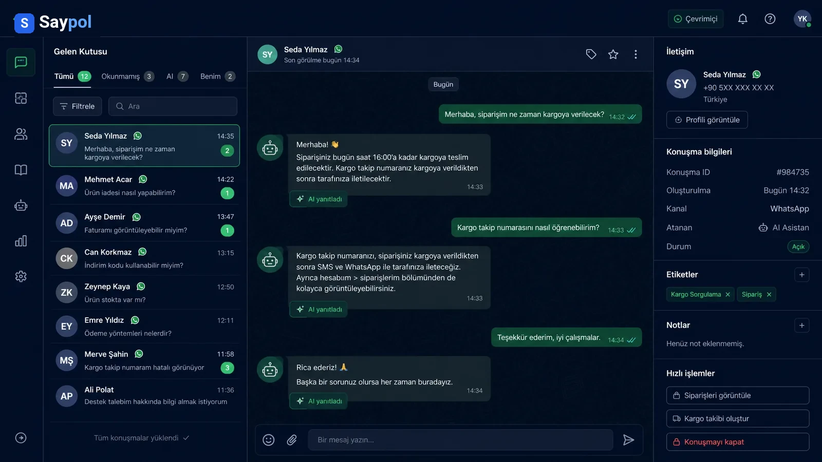 WhatsApp AI müşteri botu